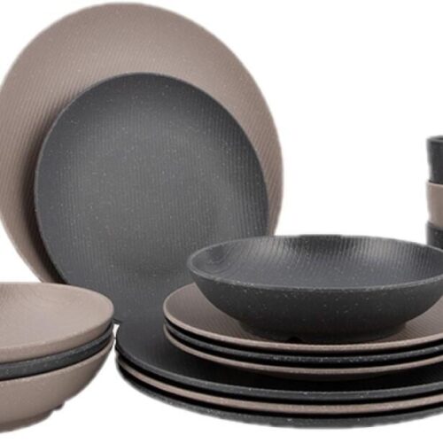 Bo-Camp Folkestone Essgeschirr, 16-teilig, beige/grau