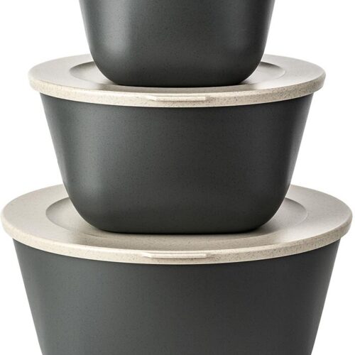 Koziol Connect Box mit Deckel, 3-teilig, 1/2/4l, nature ash grey