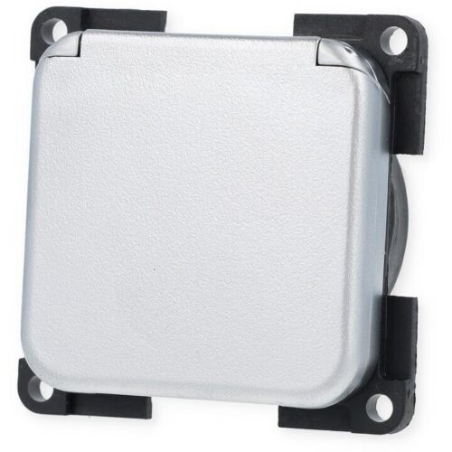 Inprojal System 10.000 Schuko Steckdose mit Klappdeckel, 230V, chrom matt