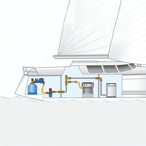 GOK Mitteldruck-Gasschlauch Marine, Gummi, 1/4 x RVS8, 40cm