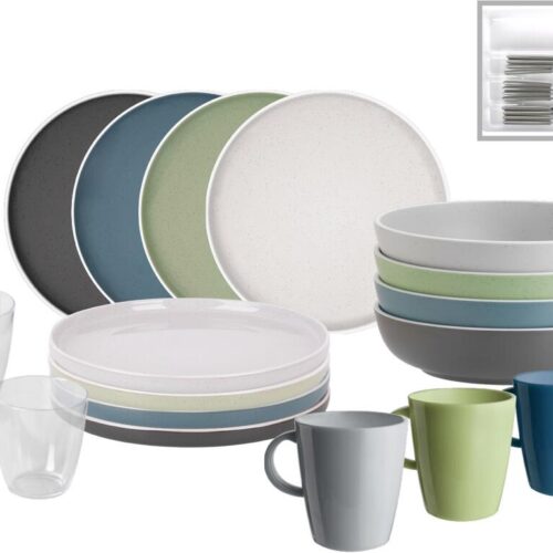 Brunner Dolomit Geschirrset, 36-teilig, bunt