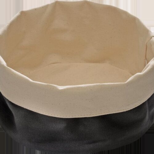 APS Brotkorb/-tasche aus Baumwolle, krempelbar, Ø17cm, beige/schwarz