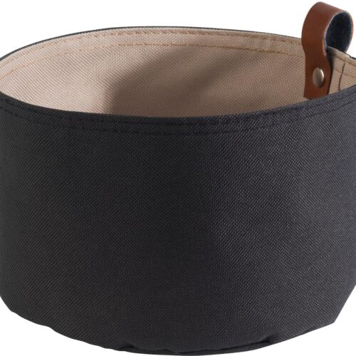 APS Brotkorb/-tasche aus Kunstfaser, krempelbar, Ø17cm, beige/dunkelgrau