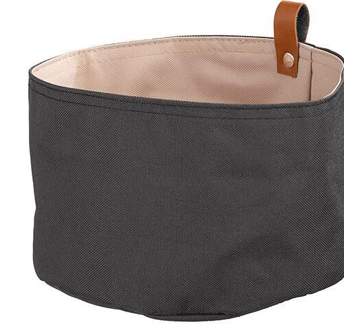 APS Brotkorb/-tasche aus Kunstfaser, krempelbar, Ø20cm, beige/dunkelgrau