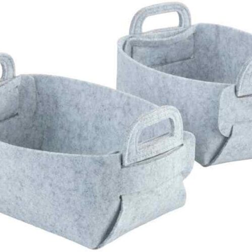 Wenko Nina Filzkorb S, hellgrau, 2er Set