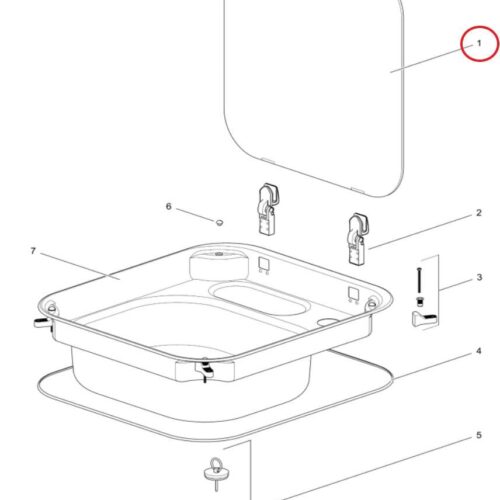 Glasdeckel, smoked - Thetford Ersatzteil-Nr. SSPA1753 - für Spüle SBL34XX