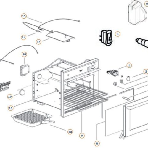 Ofen Ersatztür - Thetford Ersatzteil-Nr. SMAO3435.BKX - für Duplex Backofen MK 3-4/SOG7