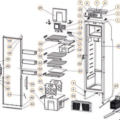 Kühlschranktüre mit Dekorplatte - Thetford Ersatzteil Nr. 692793 - für Kühlschrank T2138 Kompressor