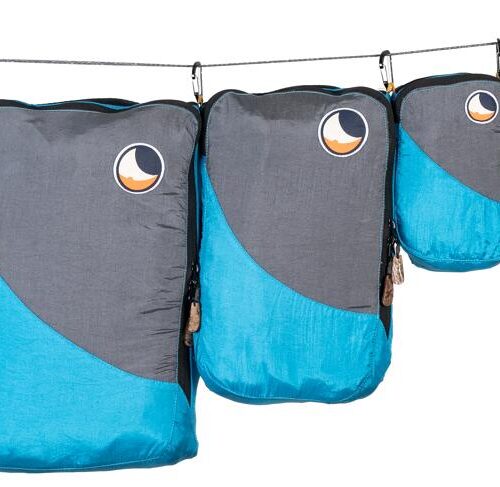 Ticket to the Moon Travel Cube Hängematten-Organizer Set, 3-teilig, aqua/dark grey