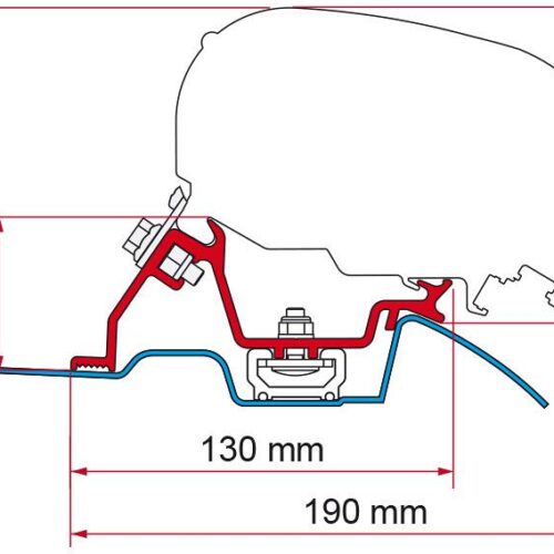 Fiamma F65/F80 Adapter für Mercedes Sprinter/VW Crafter, ab Bj. 2006–2018, mit Roof Rail