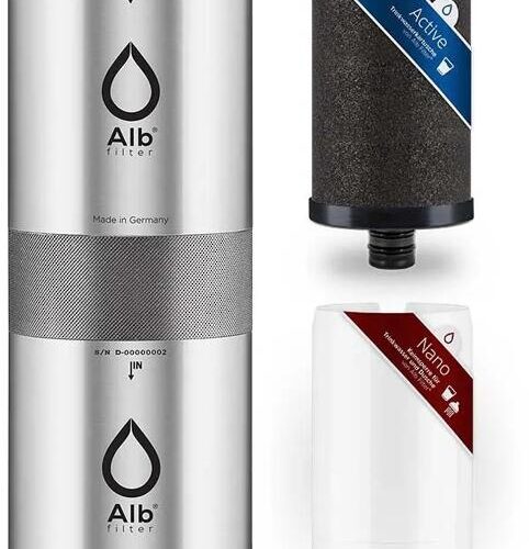 Alb Filter FUSION Active + Nano Trinkwasserfilter, Camping-Set Travel, edelstahl natur