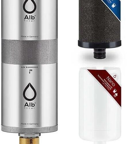 Alb Filter FUSION Active + Nano Trinkwasserfilter, Camping-Set: Mobil, GEKA Anschluss und Koffer, edelstahl natur