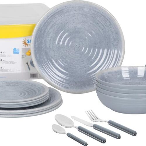 Sundream Mirage Geschirrset, grau, 37-teilig