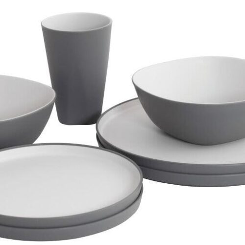 Outwell Gala Geschirrset, 8-teilig, grau/sandfarben