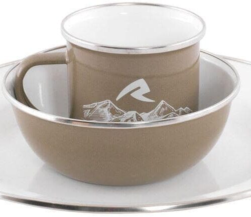 Robens Tongass Single Geschirrset, Emaille, 3-teilig, braun