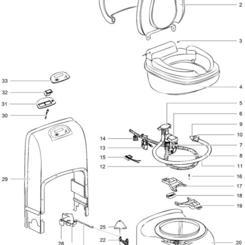 Toilettensitz, komplett - Thetford Ersatzteil-Nr. 23343-62 - für C200 CW/CWE