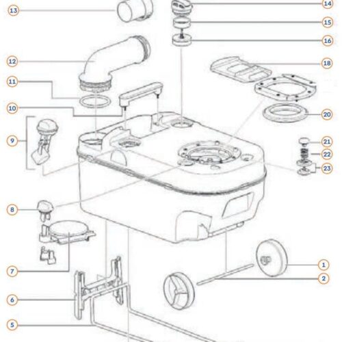 Ablaufrohr, komplett - Thetford Ersatzteil-Nr. 20097306 - für Abwassertank C220, grau