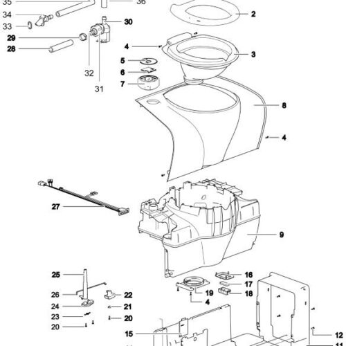 Schalter und Knopf - Thetford Ersatzteil-Nr. 90723-62 - für C503L, weiß/grau