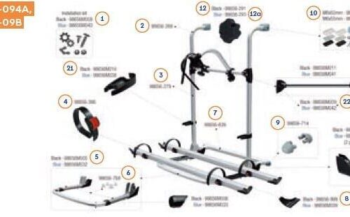 Montagesatz - Fiamma Ersatzteil Nr. 98656M008 - für Carry Bike Pro (Rundrohr, bis 2022)