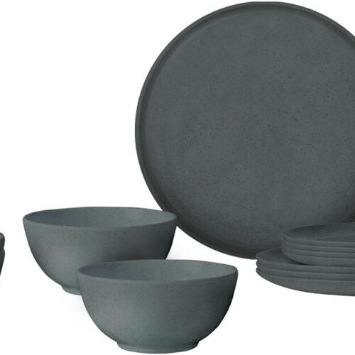 Brunner Tierra Geschirrset, PLA, 12-teilig, grau