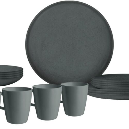 Brunner Tierra Geschirrset, PLA, 16-teilig, grau