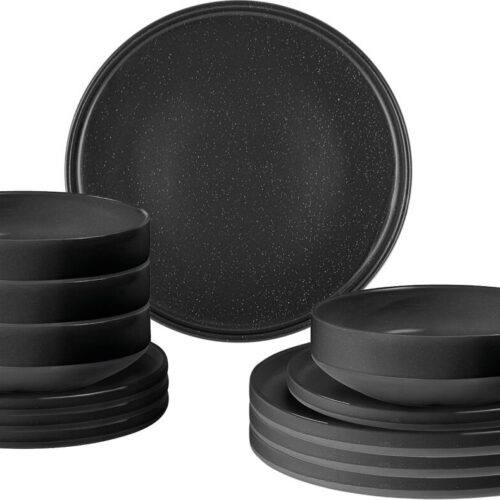 Brunner Odette Geschirrset, 12-teilig, schwarz