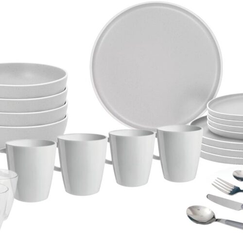 Brunner Dolomit Geschirrset, 36-teilig, weiß