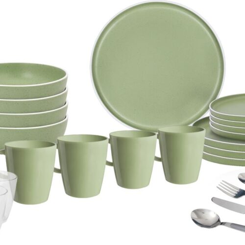 Brunner Dolomit Geschirrset, 36-teilig, hellgrün