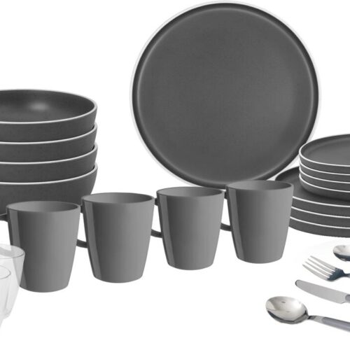 Brunner Dolomit Geschirrset, 36-teilig, grau