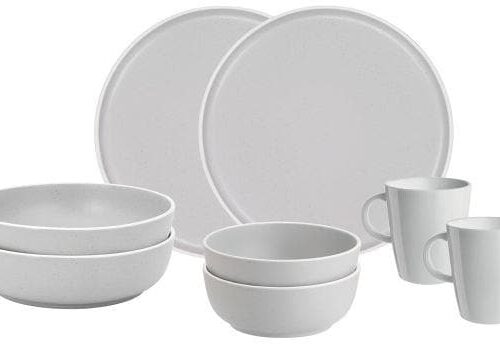 Brunner Dolomit Geschirrset, 8-teilig, weiß