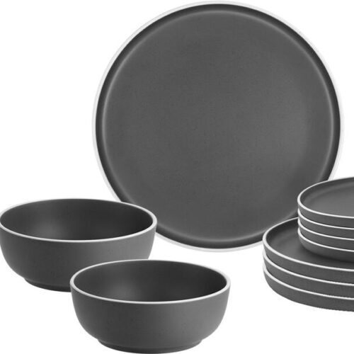 Brunner Dolomit Geschirrset, 12-teilig, grau