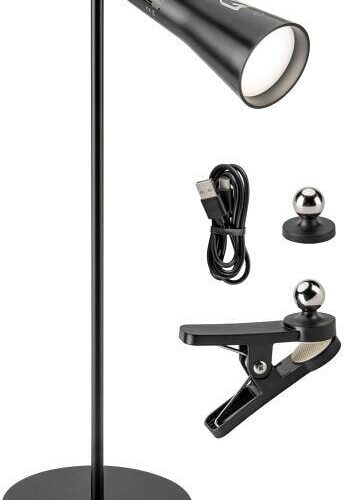 Dimatec Akku Tischlampe mit Clip, schwarz