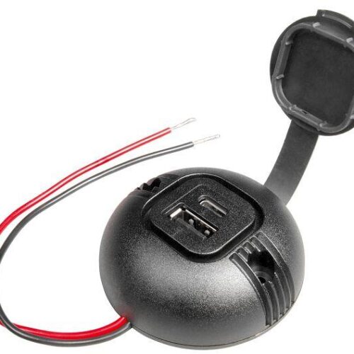 Pro Car Runde Aufbaudose mit Doppel USB-A/C und Deckel, 12/24V, mit LED