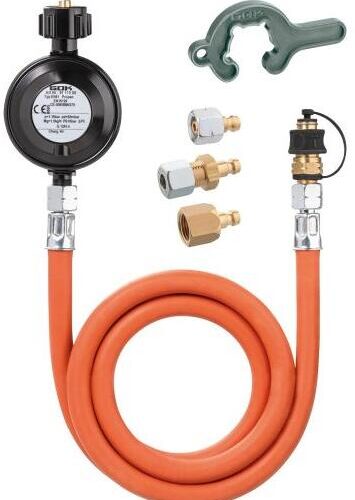 GOK Gasregler-Schlauchleitung Set ohne Manometer, 1,5kg/h, 50mbar
