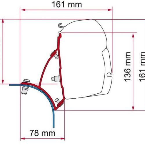 Fiamma F45 Adapter für VW T5/T6 mit Aufstelldach, schwarz