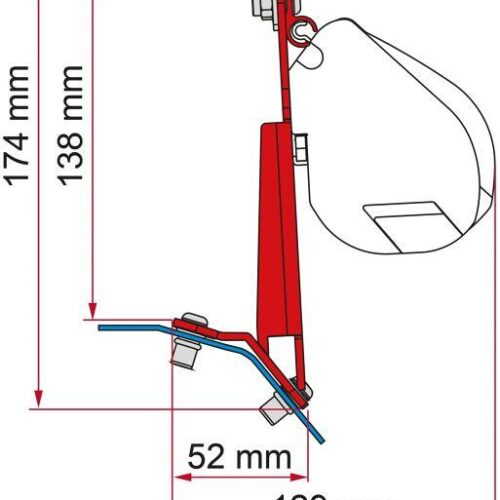 Fiamma F45/F35/F43van Adapter für Ford Custom mit Aufstelldach, schwarz