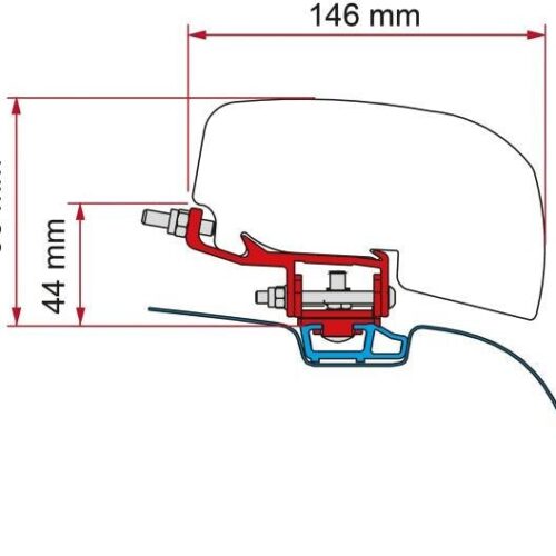 Fiamma F40van Adapter für VW T5/T6 mit C-Schiene, schwarz