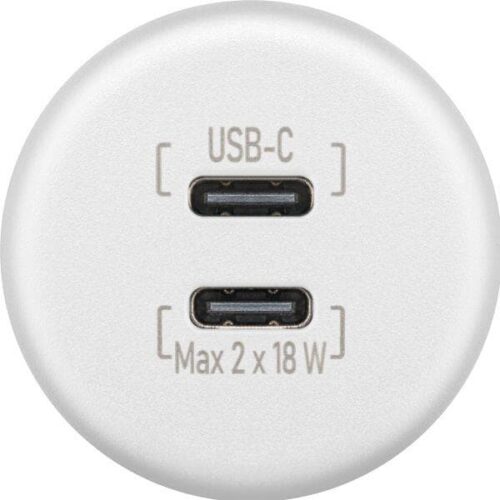 wentronic USB-C Dualer Einbaucharger, 2x18W, weiß