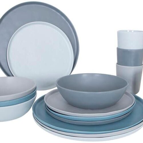 Bo-Camp Molvadite Essgeschirr, 16-teilig, blau/grau