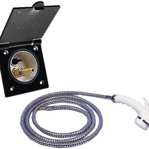 Reich Wassersteckdose mit Schlauch und Duschgarnitur, schwarz