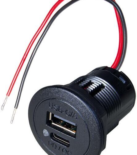 Pro Car Power USB-C/-A Doppelsteckdose PD/QC, 12-24 V, schwarz