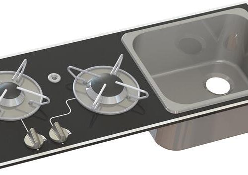 Carbest Kocher-Spülen Kombination mit Sicherheitsglas, 2-flammig