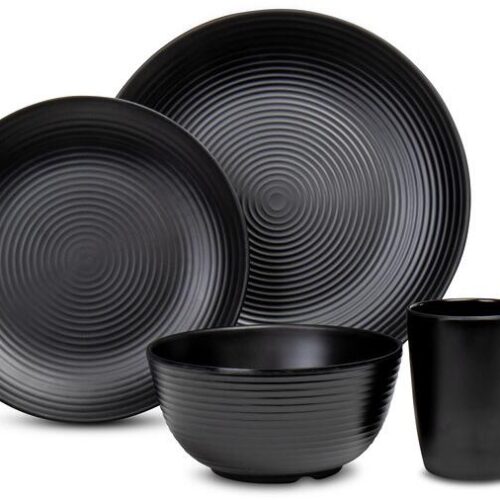 Camp4 Lund Geschirrset, 16-teilig, schwarz