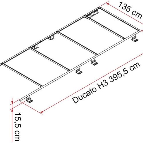Fiamma Roof Rail Fiat Ducato ab Bj. 07/2006 (H3), rechtslenker, schwarz