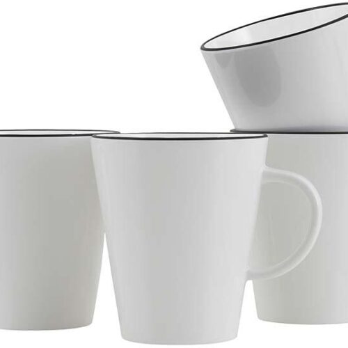 Gimex Linea Line Tasse, 350ml, 4er Set, schwarz