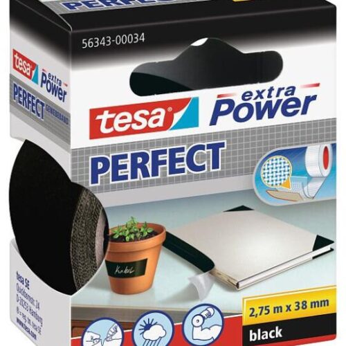 Tesa extra Power Perfect Gewebeband, 275cm, 38mm, schwarz