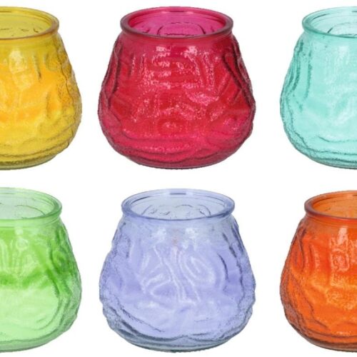 Arti-Casa Citronella-Kerze im Glastopf, farblich sortiert