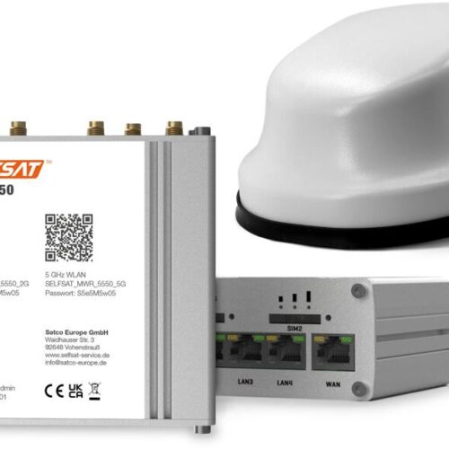 Selfsat MWR 5550 4G/LTE/5G und WLAN Internet Router Komplettset bis 3,3 Gbps, inkl. 5G Dachantenne, weiß