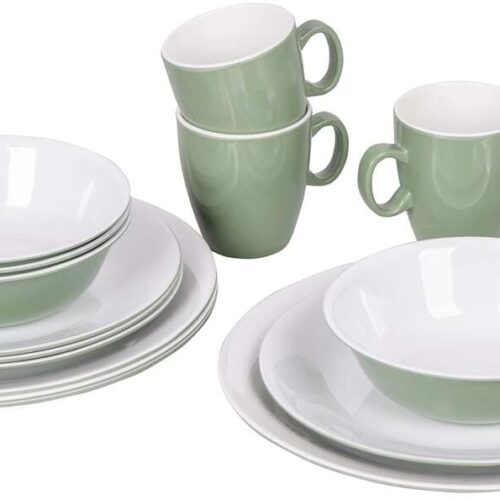 Bo-Camp Geschirrset, 16-teilig, Melamin, grün