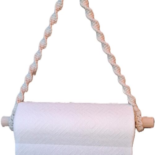 Knotenliebe Makramee Küchenrollen-Halterung, Natur